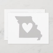 ミズーリのグレー州マップ図形とハート切り出し ポストカード (正面/裏面)