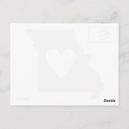 ミズーリのグレー州マップ図形とハート切り出し ポストカード (裏面)