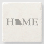 ミズーリのホーム州マップのシェイプ文字ワードアート ストーンコースター (正面)