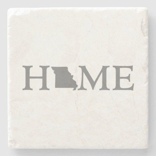 ミズーリのホーム州マップのシェイプ文字ワードアート ストーンコースター (正面)