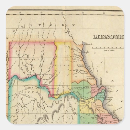 ミズーリの地図 スクエアシール (正面)