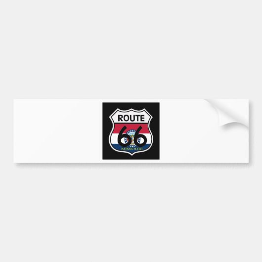 ミズーリの旗のルート66の盾 バンパーステッカー (正面)