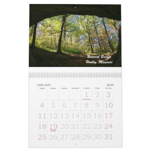 ミズーリの時 カレンダー (1月 2026)