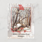 ミズーリの木々からのメリークリスマス冬の雪 シーズンポストカード (正面)
