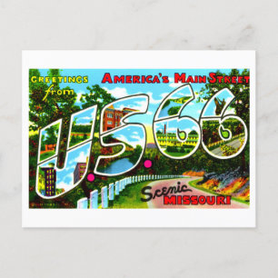 ミズーリのRoute 66からのヴィンテージの挨拶 ポストカード