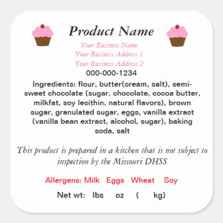 ミズーリコテージ食品法製品ラベル食品安全  スクエアシール