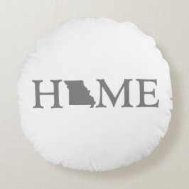 ミズーリホーム州シェイプ文字グレーワードアート ラウンドクッション