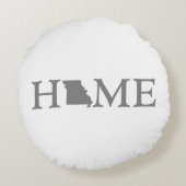 ミズーリホーム州シェイプ文字グレーワードアート ラウンドクッション (裏面)