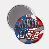 ミズーリ写真と米国文字 マグネット (正面/裏面)