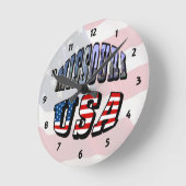 ミズーリ写真&アメリカ文字時計 ラウンド壁時計 (傾斜)