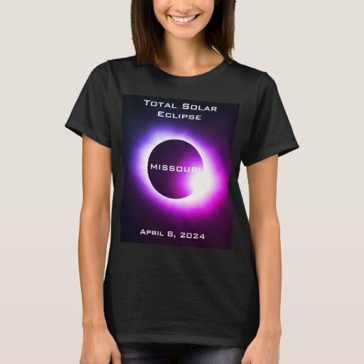 ミズーリ太陽の皆既日食2024年4月8日 Tシャツ (正面)
