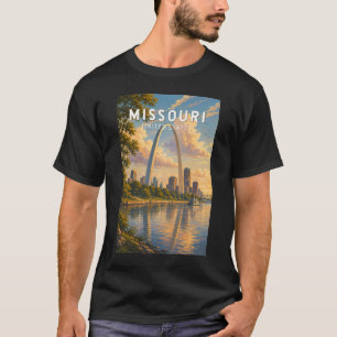 ミズーリ州のイラスト 旅行 アート ヴィンテージ Tシャツ