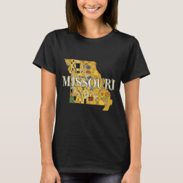 ミズーリ州の地図と文字 Tシャツ