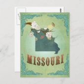 ミズーリ州の地図 – 緑 ポストカード (正面/裏面)