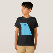 ミズーリ州の州に青色のハート Tシャツ (正面フル)