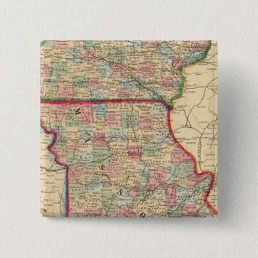 ミズーリ州アイオワの地図by Mitchell 缶バッジ (正面)
