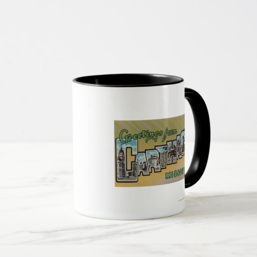 ミズーリ州カルタゴ – 大きな文字のシーン マグカップ (正面右)