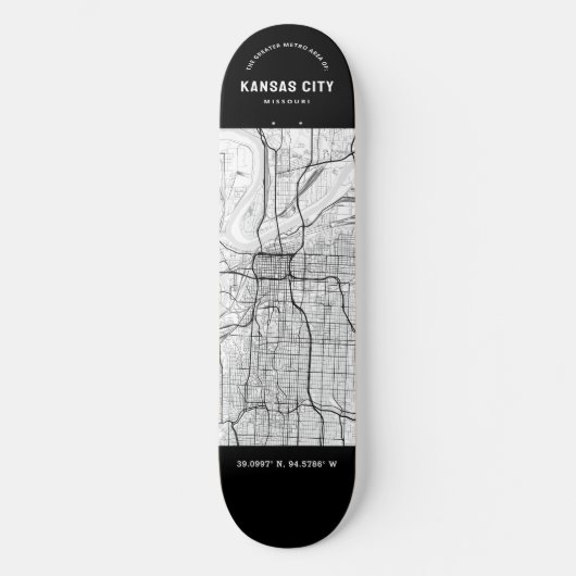 ミズーリ州カンザスシティーの地図スケートボード スケートボード (正面)