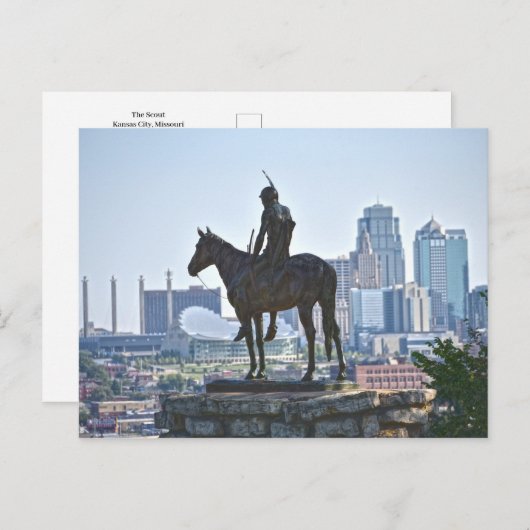 ミズーリ州カンザスシティーの斥候の像 ポストカード (正面/裏面)
