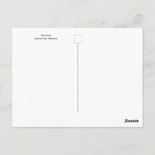 ミズーリ州カンザスシティーの斥候の像 ポストカード (裏面)