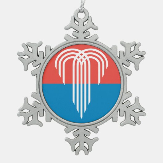 ミズーリ州カンザスシティー州旗 スノーフレークピューターオーナメント (正面)