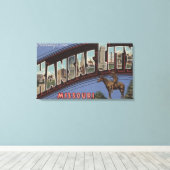 ミズーリ州カンザスシティー – ラージレターのシーン2 キャンバスプリント (インサイチュ (ウッドフロア))