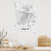 ミズーリ州カンザスシティー（黒の上に白） ポスター (キッチン)