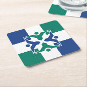 ミズーリ州コロンビア国旗 スクエアペーパーコースター (アングル)