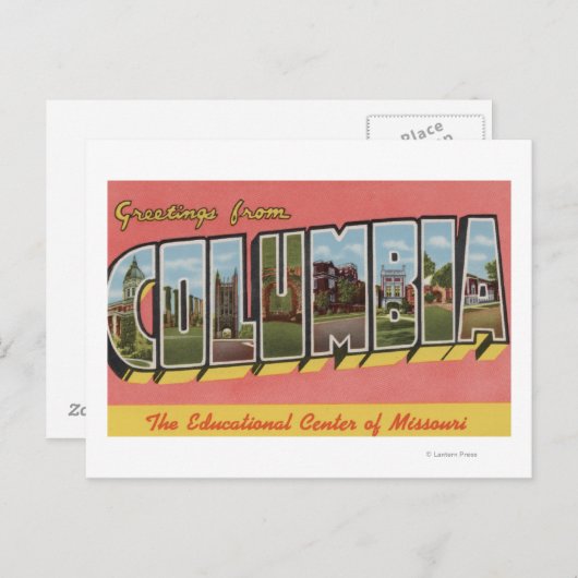 ミズーリ州コロンビア – ラージレターのシーン ポストカード (正面/裏面)