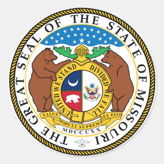 ミズーリ州シールアメリカ共和国国旗 ラウンドシール (正面)