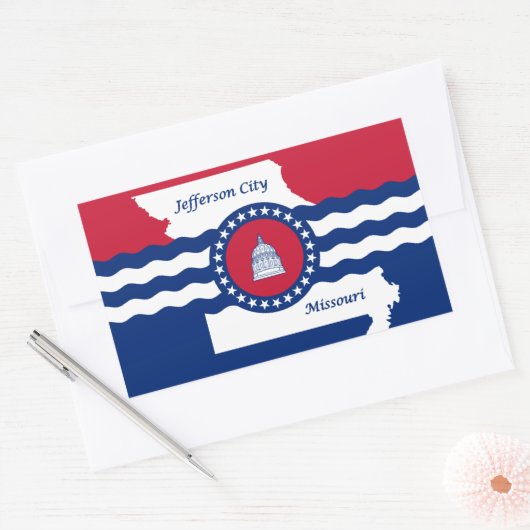 ミズーリ州ジェファーソン市旗 長方形シール (封筒)