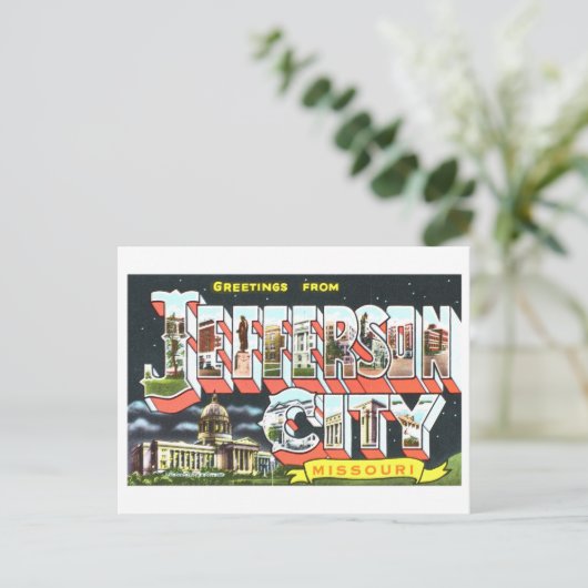 ミズーリ州ジェファーソン・シティからのヴィンテージの挨拶 ポストカード (スタンド正面)