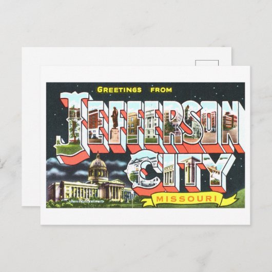 ミズーリ州ジェファーソン・シティからのヴィンテージの挨拶 ポストカード (正面/裏面)
