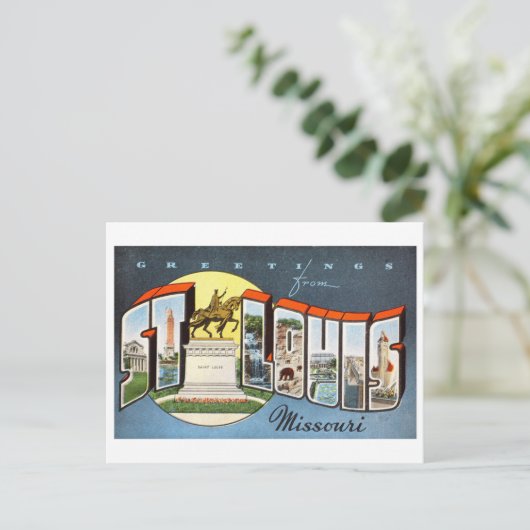 ミズーリ州セントルイスからのヴィンテージの挨拶 ポストカード (スタンド正面)