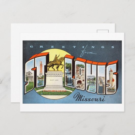 ミズーリ州セントルイスからのヴィンテージの挨拶 ポストカード (正面/裏面)