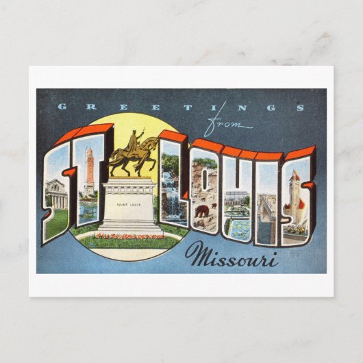 ミズーリ州セントルイスからのヴィンテージの挨拶 ポストカード (正面)