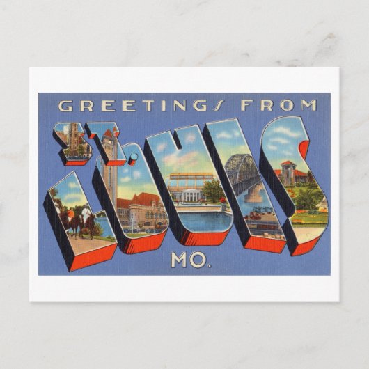 ミズーリ州セントルイスからのヴィンテージの挨拶 ポストカード (正面)