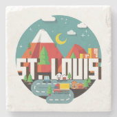 ミズーリ州セントルイスの幾何デザイン ストーンコースター (正面)