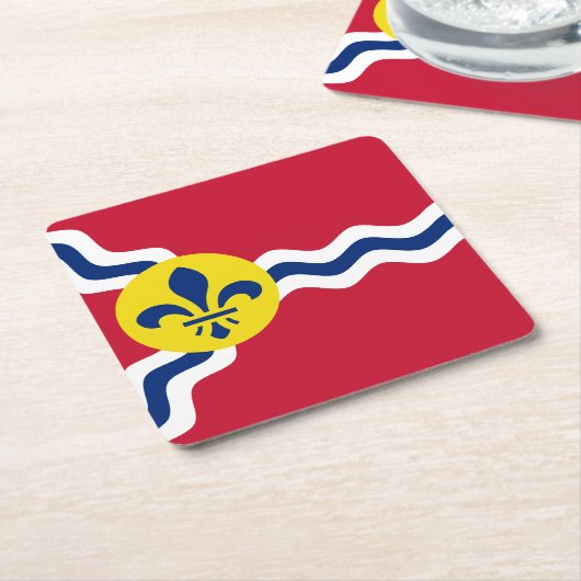 ミズーリ州セントルイス国旗 スクエアペーパーコースター (アングル)