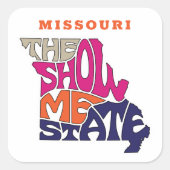 ミズーリ州ニックネームワードアート スクエアシール (正面)