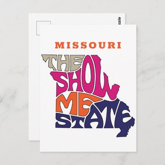 ミズーリ州ニックネームワードアート ポストカード (正面/裏面)