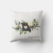 ミズーリ州パーソナライズされたユアホームシティ素朴 クッション (裏面)