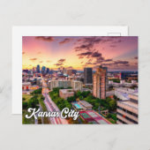 ミズーリ州ミズーリ州の美しいカンザスシティーに夕日 ポストカード (正面/裏面)