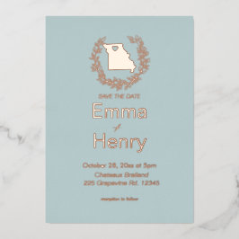 ミズーリ州先結婚式 箔招待状