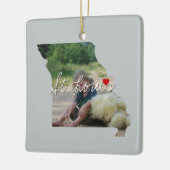 ミズーリ州写真の挿入と町名 セラミックオーナメント (左)