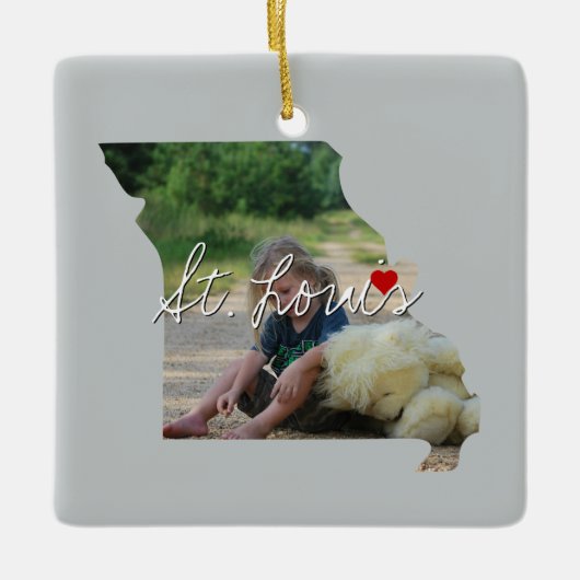 ミズーリ州写真の挿入と町名 セラミックオーナメント (正面)