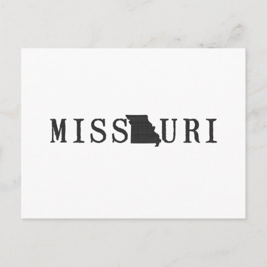 ミズーリ州地図のシェイプ文字州ワードアートブラック ポストカード (正面)