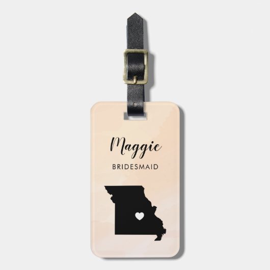 ミズーリ州地図の荷物タグ, ウェディングパーティー歓迎 ラゲッジタグ (正面縦)