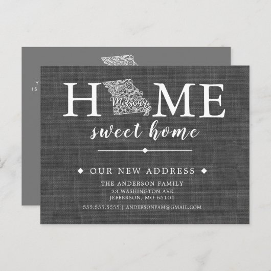 ミズーリ州引っ越しアナウンスはがき 案内ポストカード (正面/裏面)