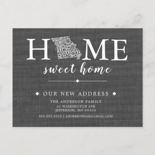 ミズーリ州引っ越しアナウンスはがき 案内ポストカード (正面)